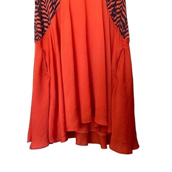 Free People Large Sleeveless Tank Swing Dress Red Orange Zebra Sleeveless - Picture 4 of 12